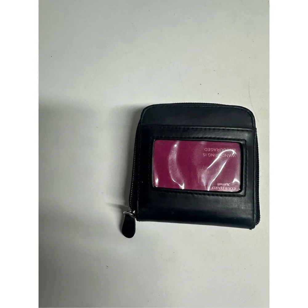 New Balance Men’s Wallet Cardholder ID window Silver Black Canvas Faux Leather